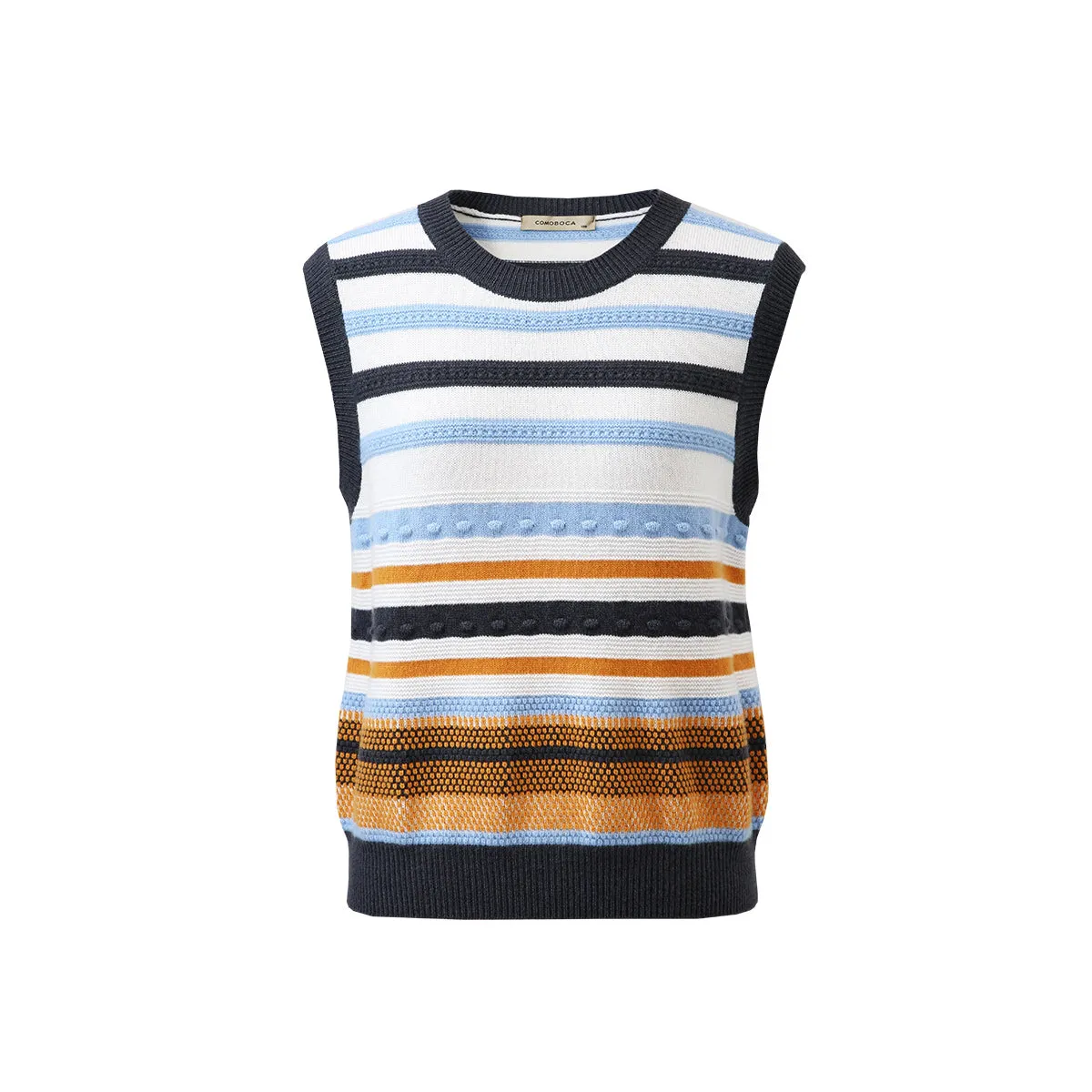 100% Wool Retro Striped Knit Sweater Vest