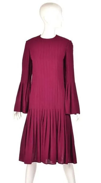 1960s Pierre Cardin Eggplant Purple Pleated Dress