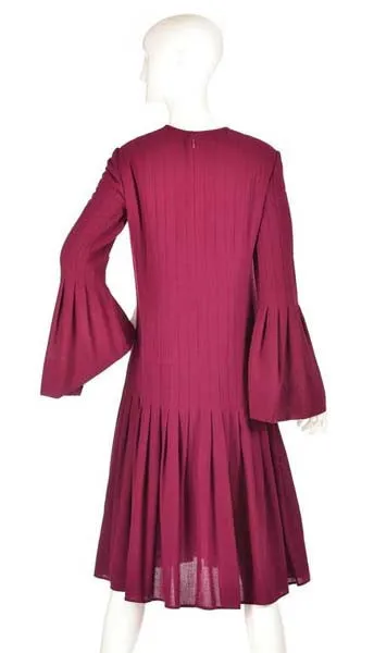 1960s Pierre Cardin Eggplant Purple Pleated Dress