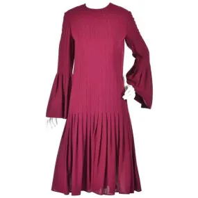 1960s Pierre Cardin Eggplant Purple Pleated Dress