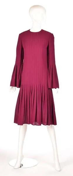 1960s Pierre Cardin Eggplant Purple Pleated Dress