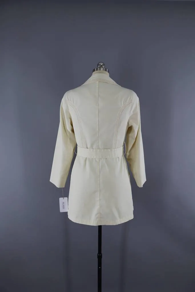 1980s Vintage Rain Coat / Misty Harbor Rain Jacket / Ivory Winter White