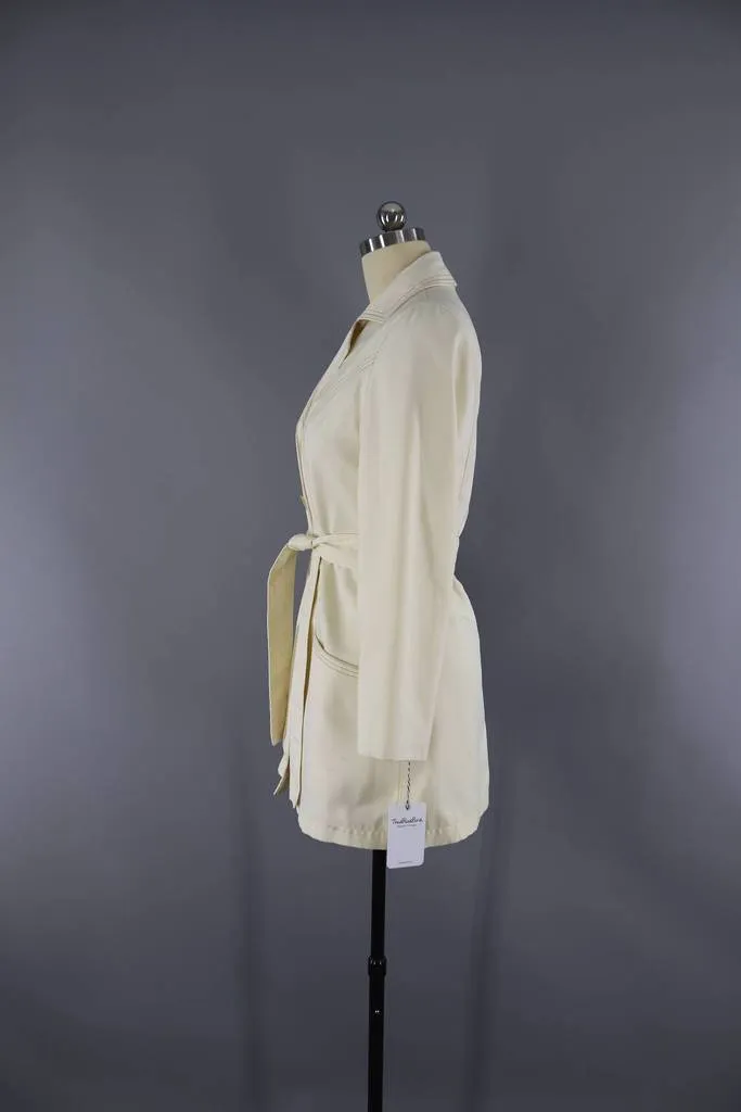 1980s Vintage Rain Coat / Misty Harbor Rain Jacket / Ivory Winter White