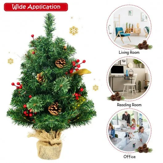 2Ft Tabletop Pine Artificial Christmas Tree in Burlap Base