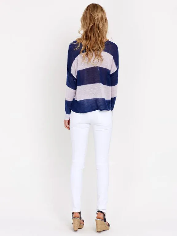 3/4 Sleeve Stripe Top