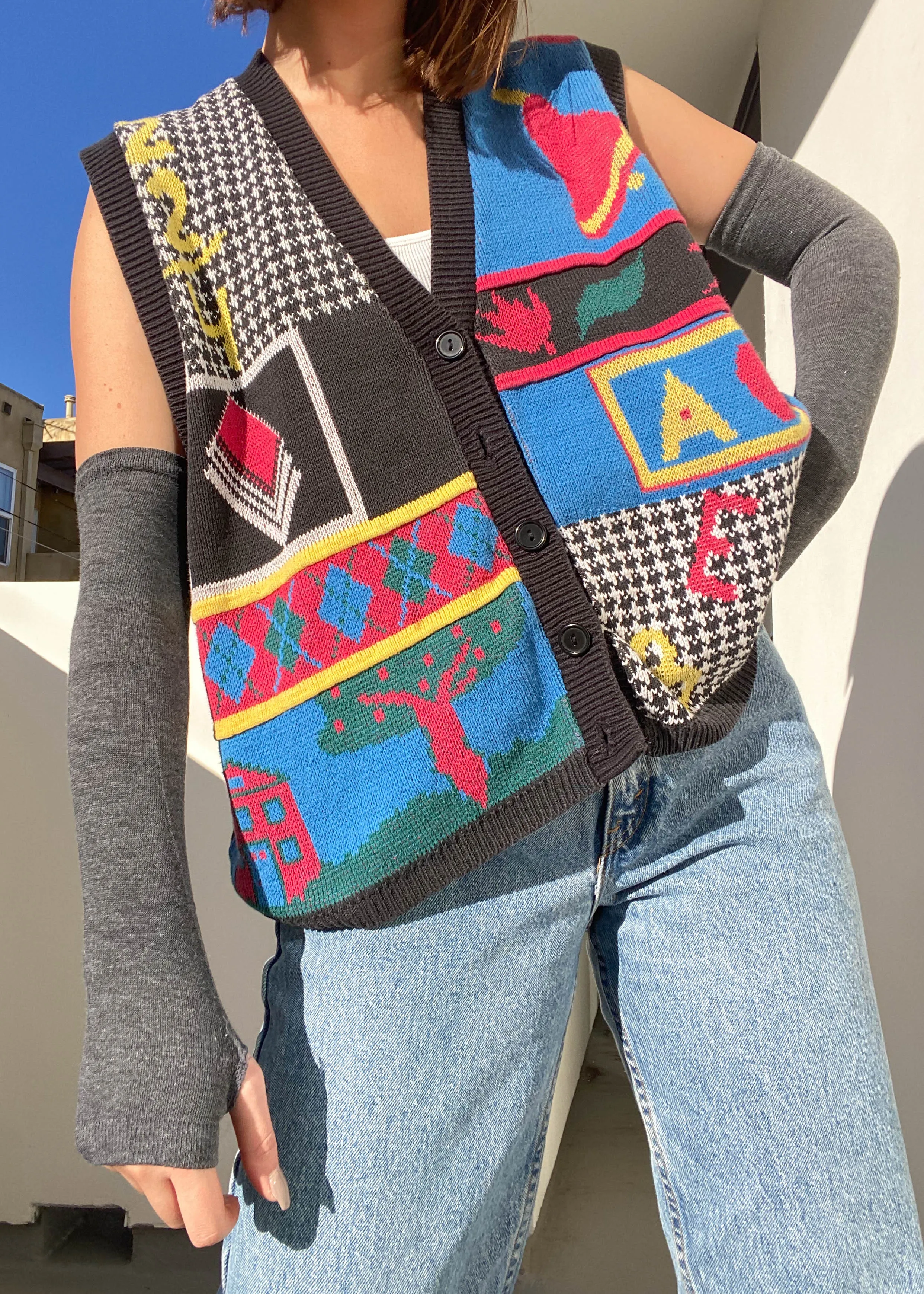 80's School Print Vest