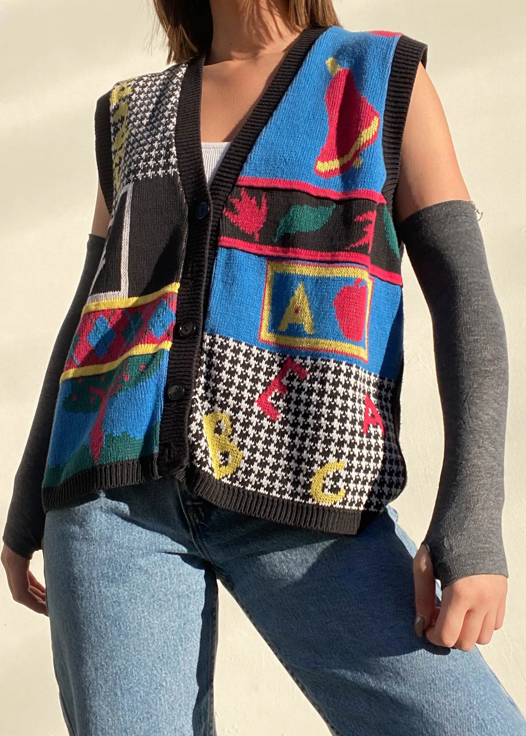 80's School Print Vest