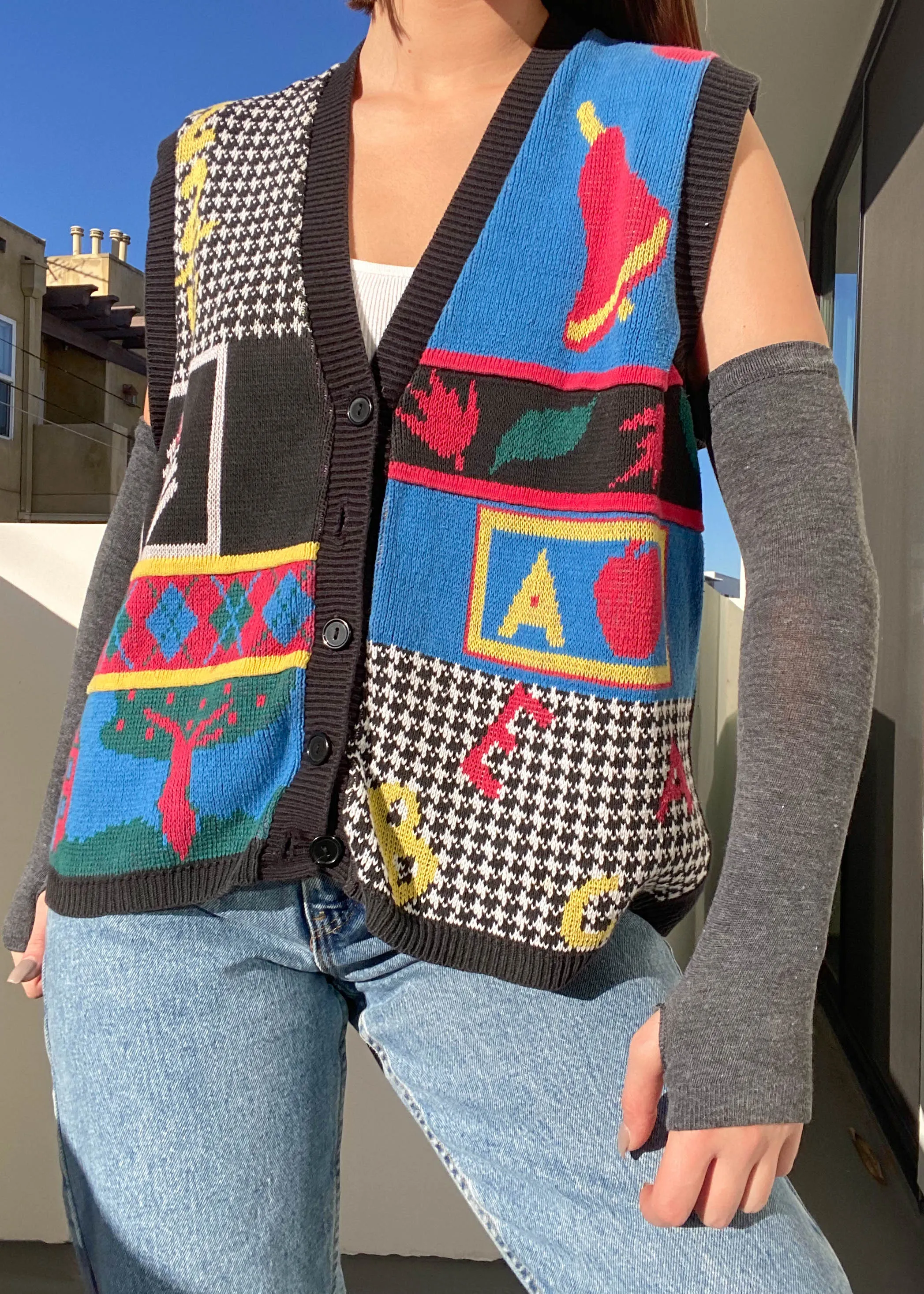 80's School Print Vest