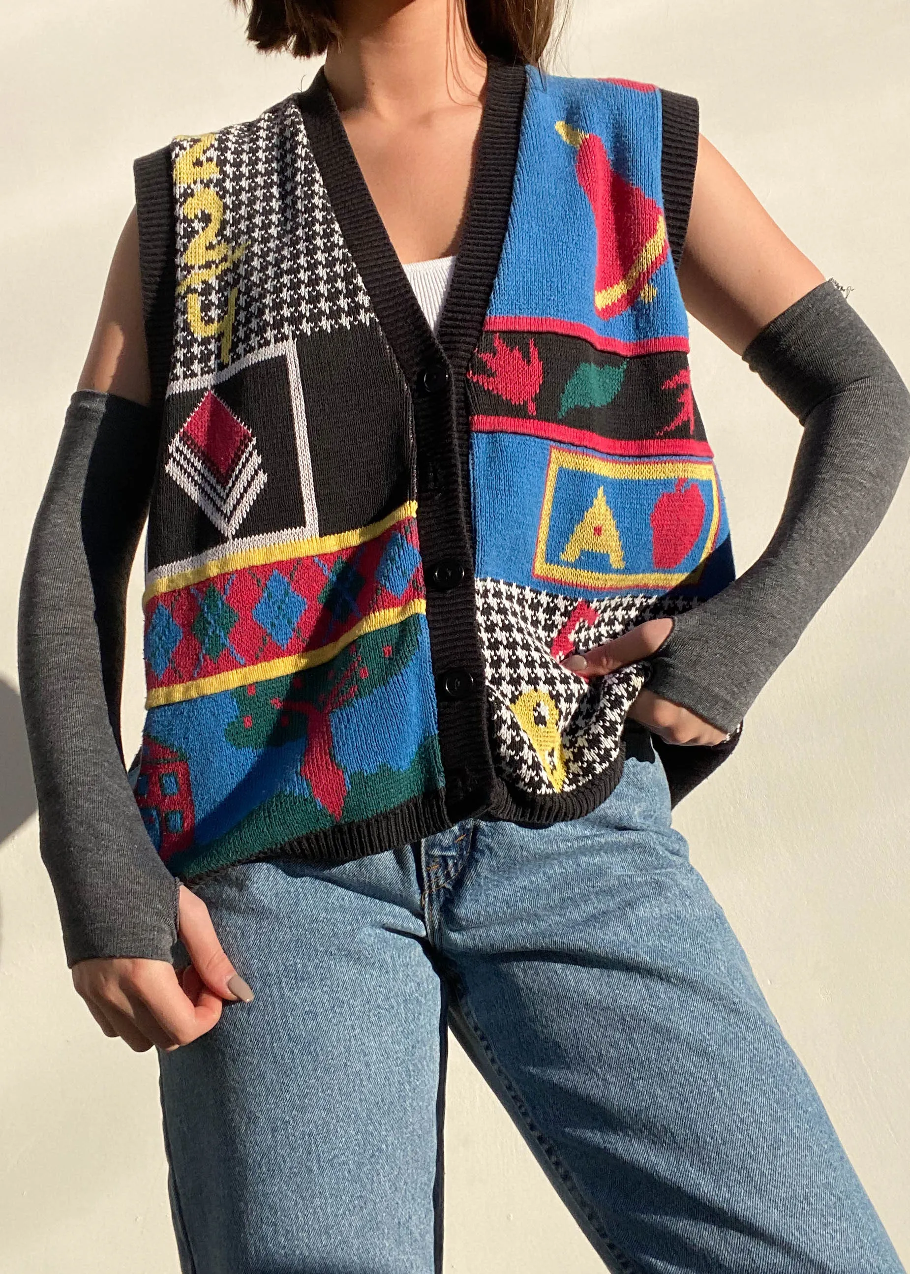 80's School Print Vest