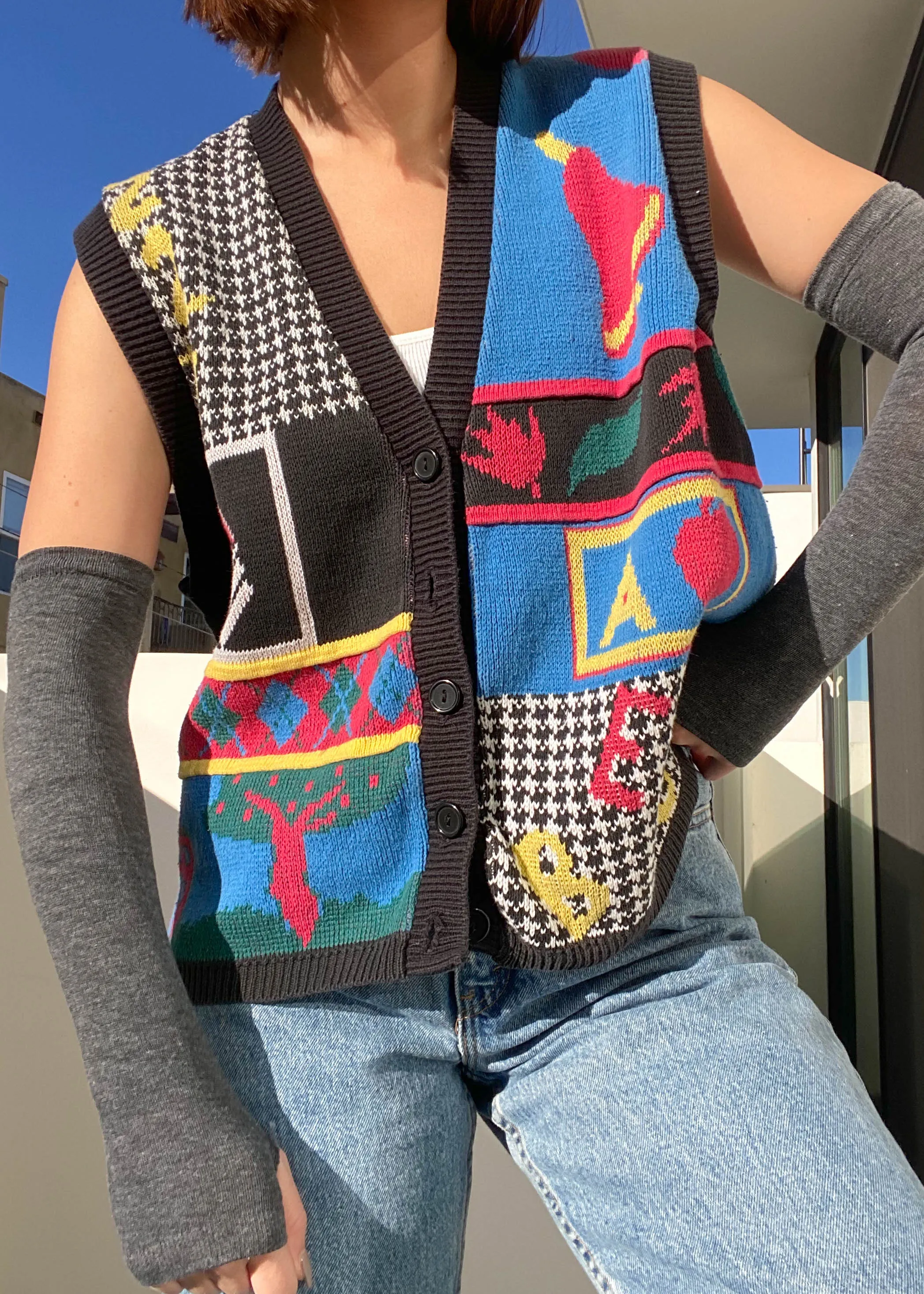 80's School Print Vest