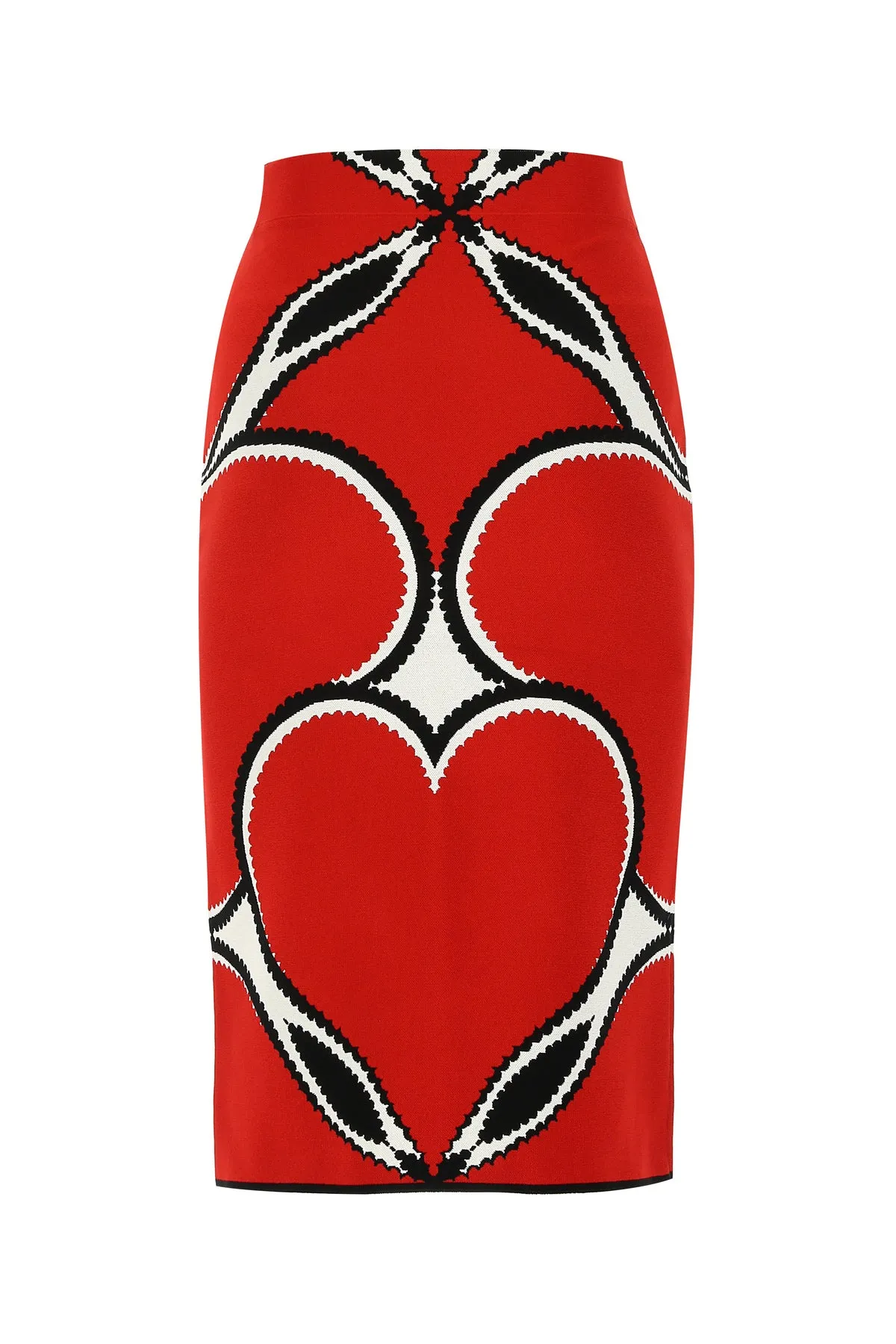 Alexander McQueen Heart Intarsia Knit Pencil Skirt