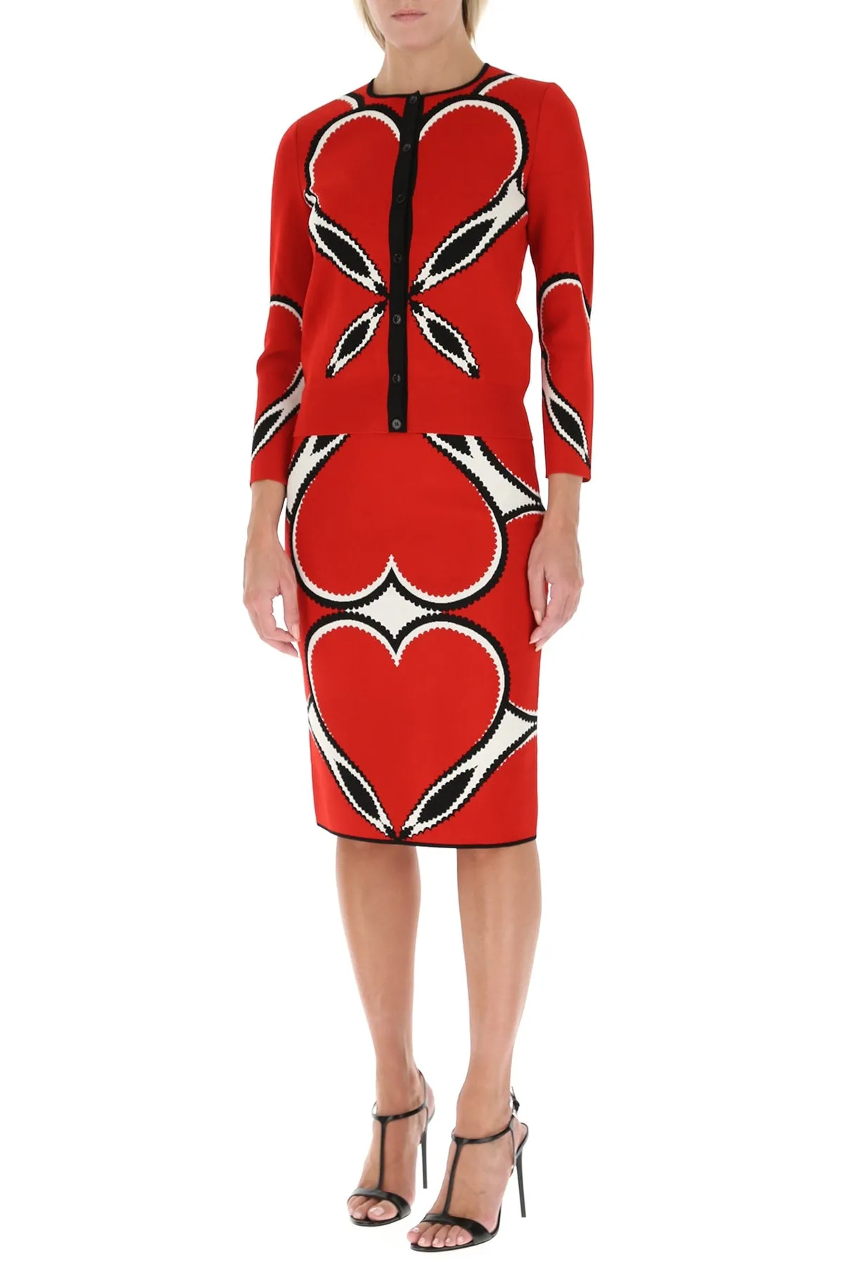 Alexander McQueen Heart Intarsia Knit Pencil Skirt