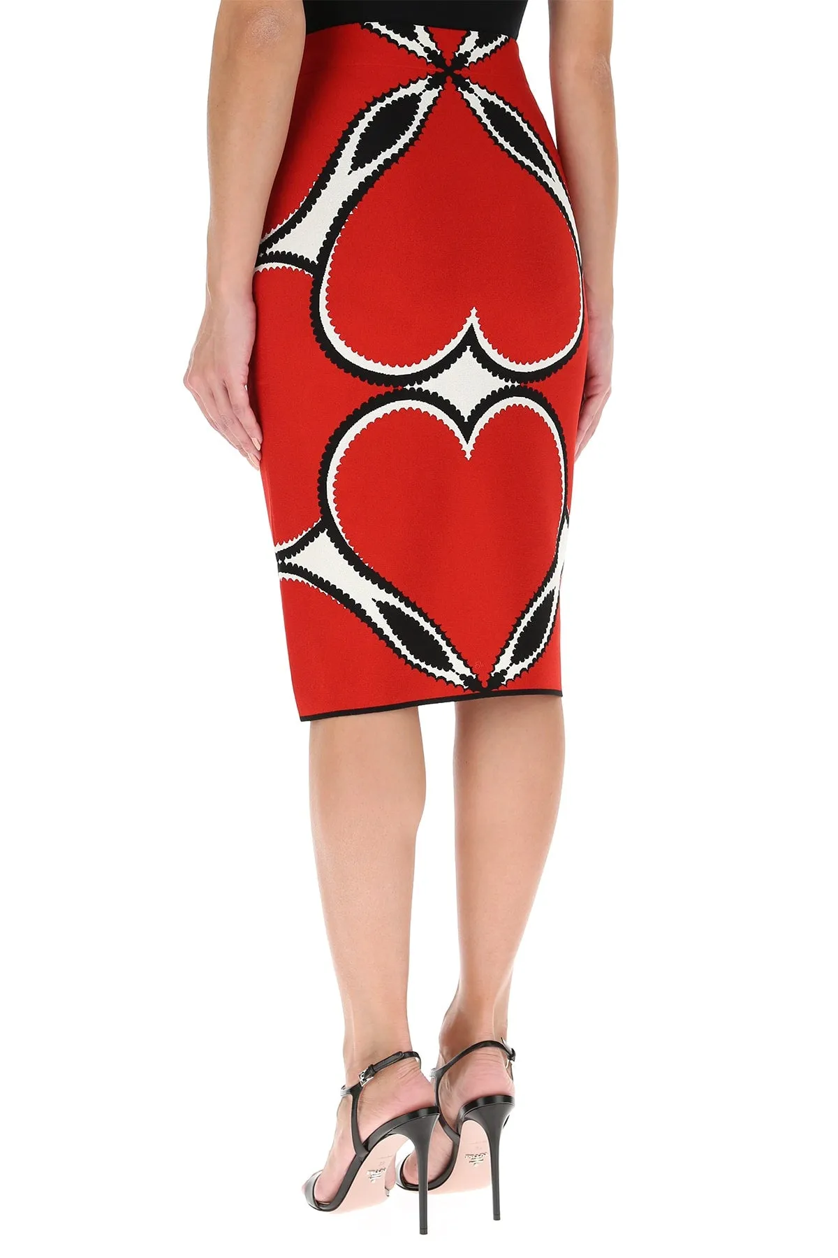 Alexander McQueen Heart Intarsia Knit Pencil Skirt