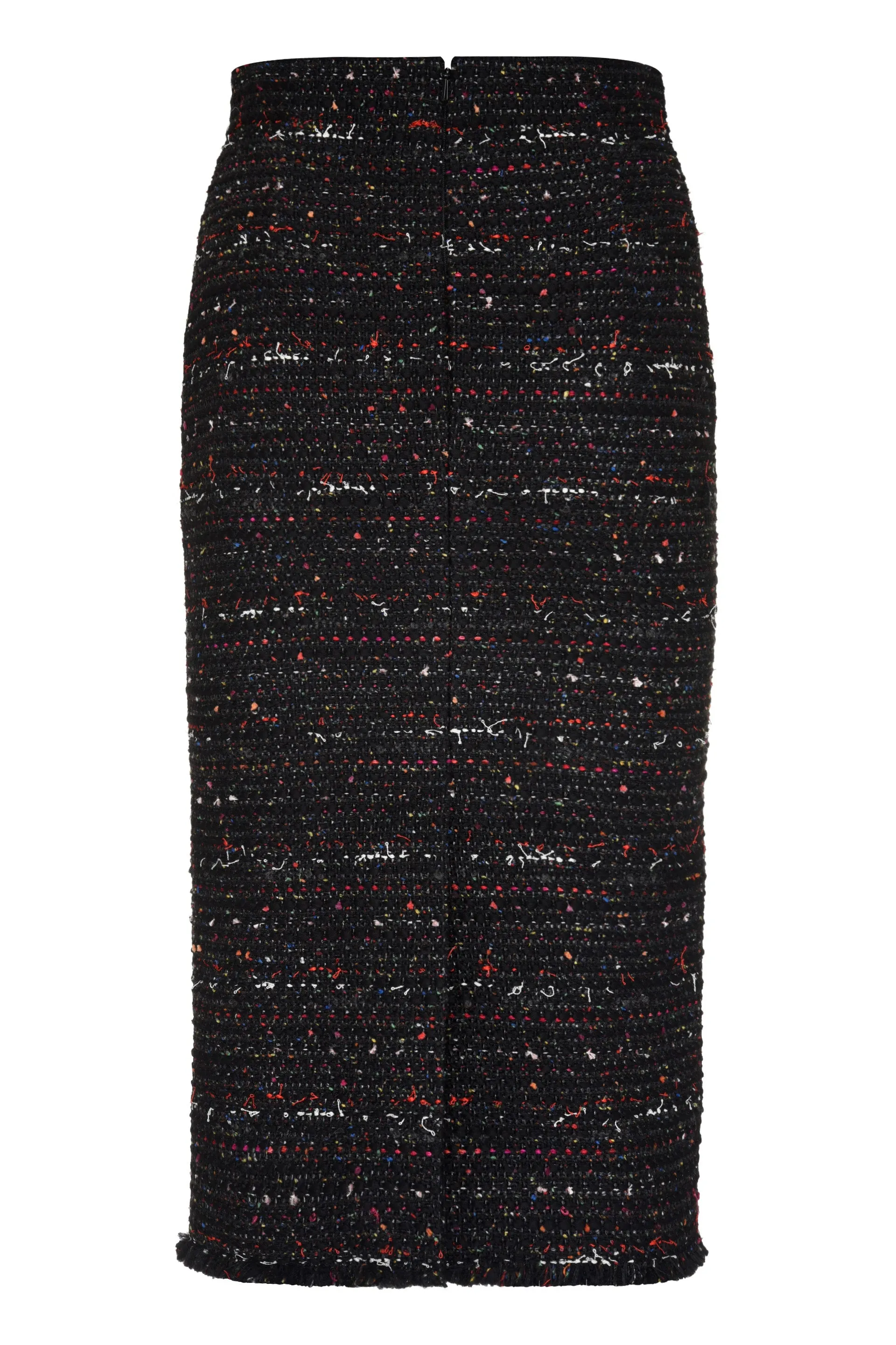 Alexander McQueen Tweed Frayed Hem Pencil Skirt