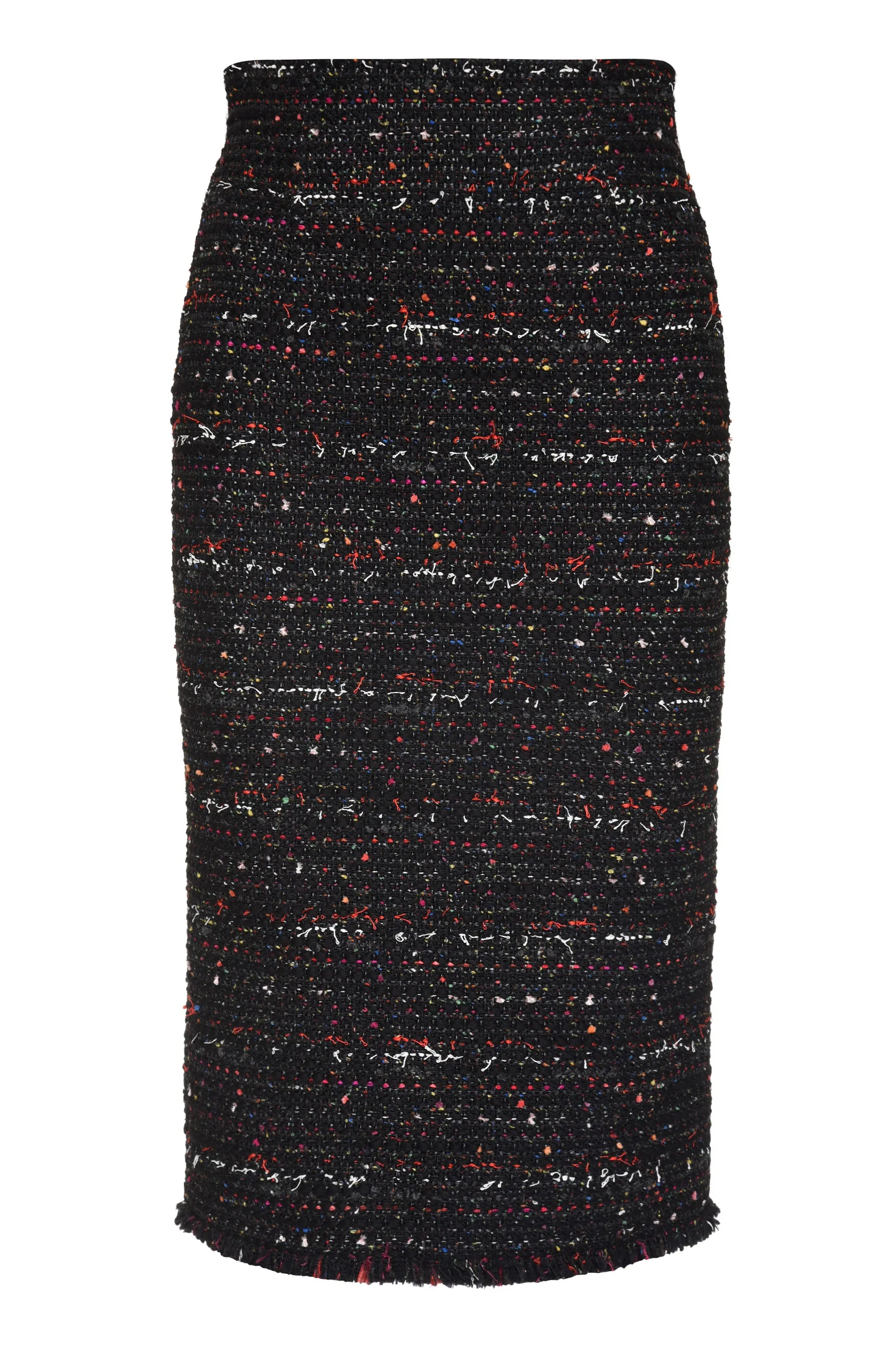 Alexander McQueen Tweed Frayed Hem Pencil Skirt