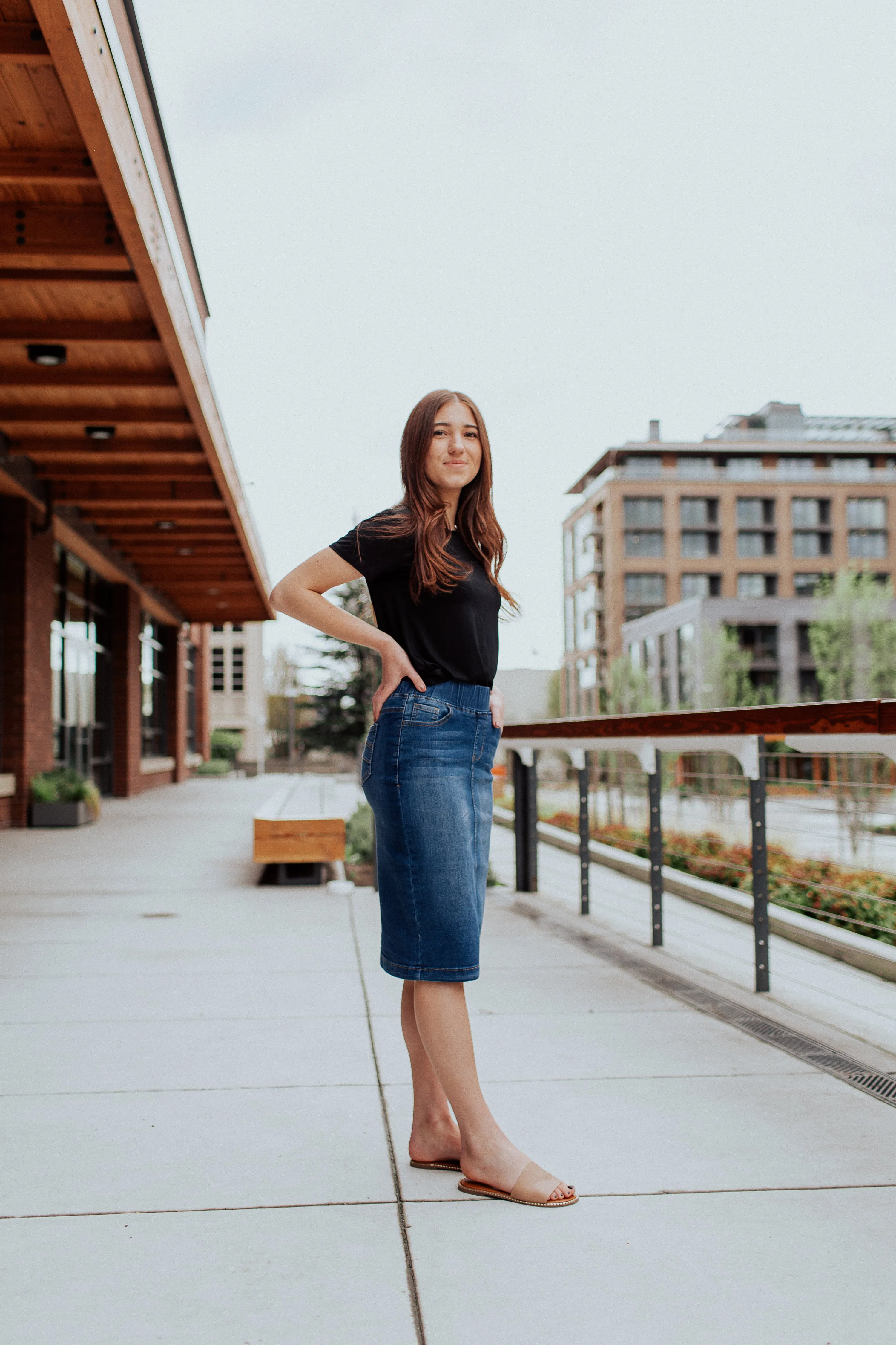 All Day Every Day Denim Skirt in Indigo