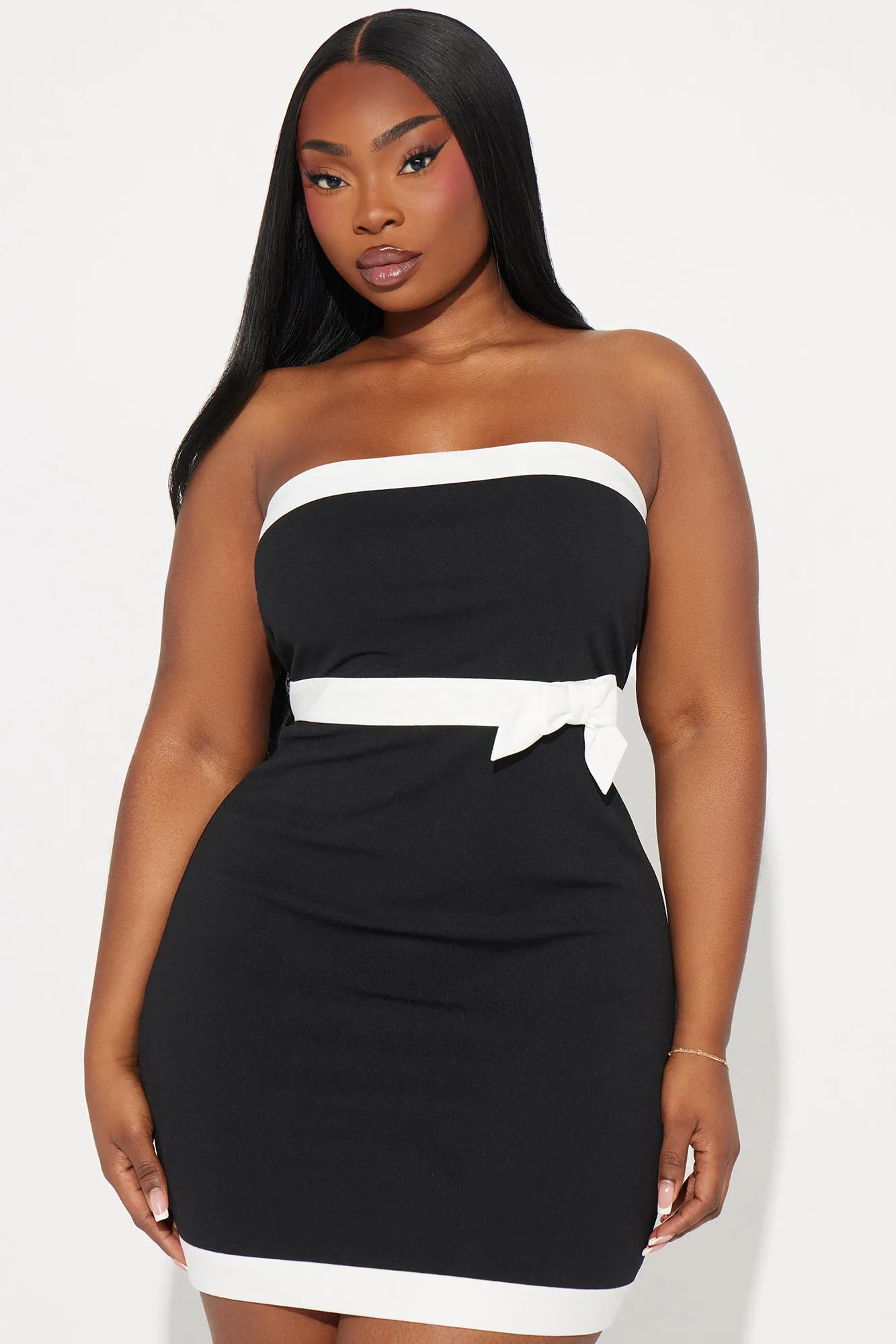 Allison Bow Mini Dress - Black/White