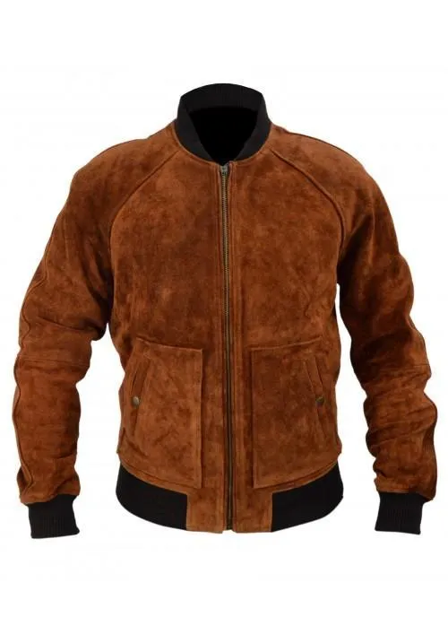 Aloha Premiere Bradley Cooper Brown Bomber Suede Leather Jacket