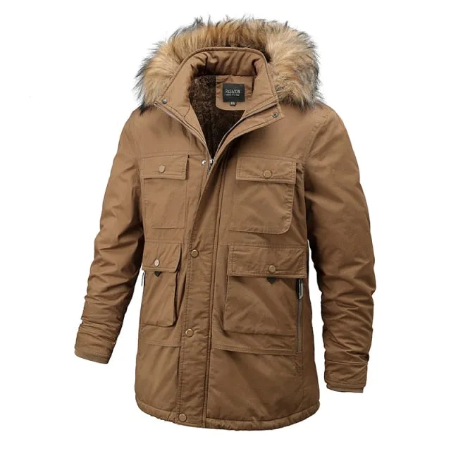 AshoreShop Mens Winter Warm Windproof Fur Collar Parka