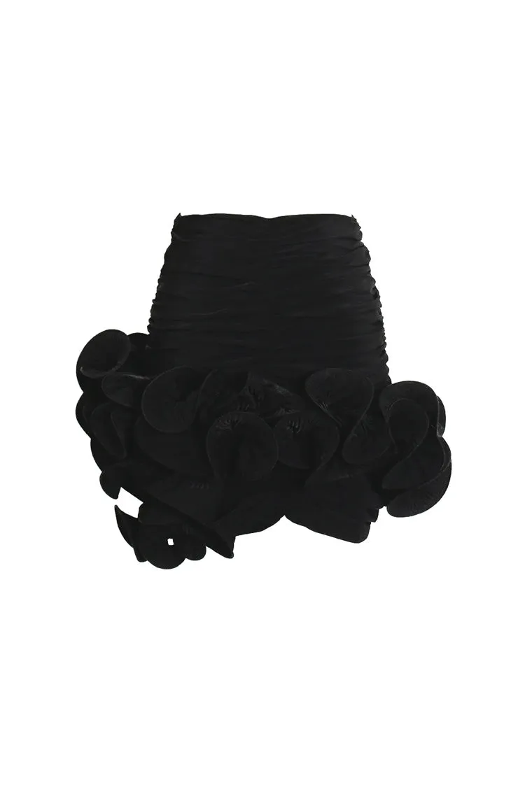 Asymmetric Drape Pleated Ruffle Ruched Bodycon High Waist Mini Skirt