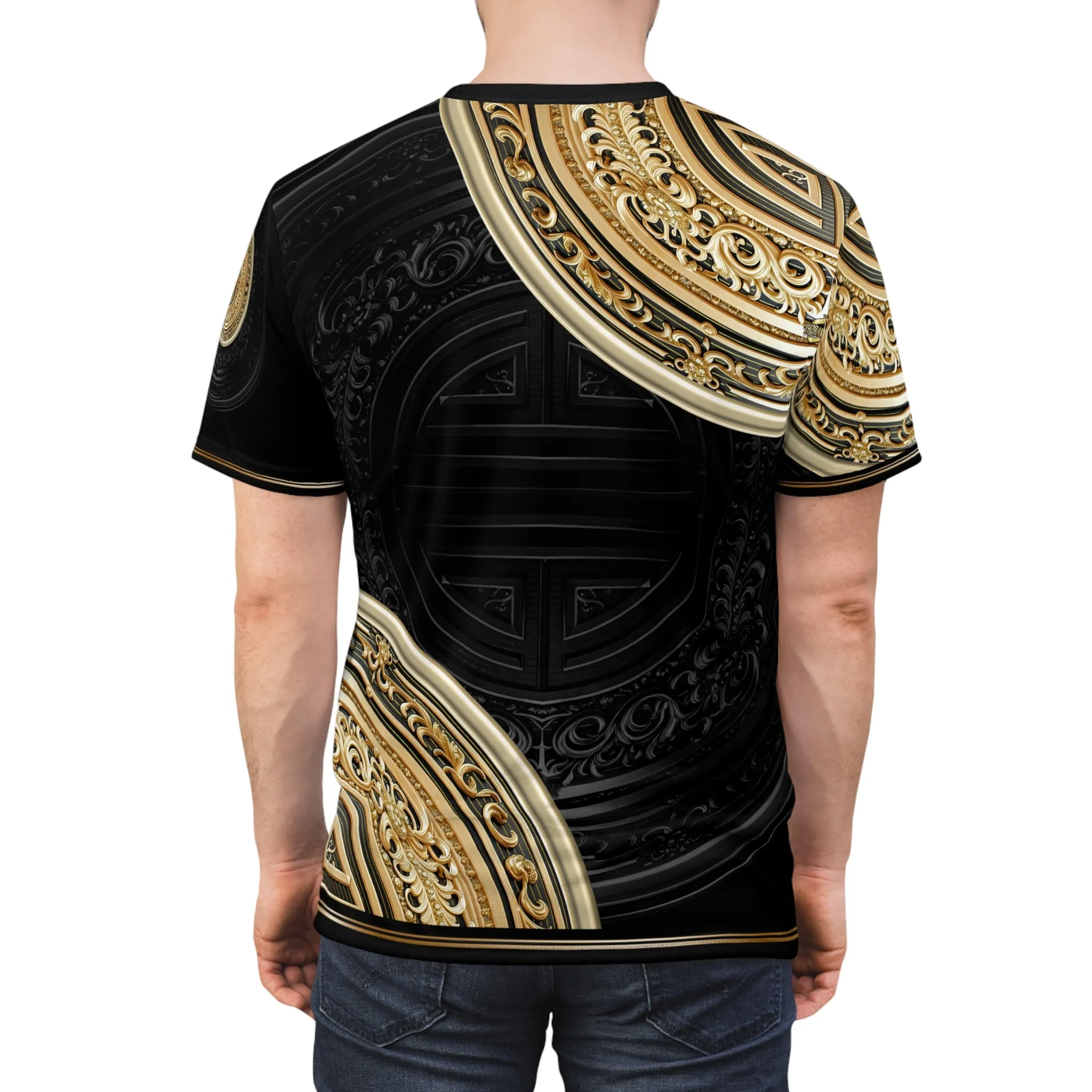 Asymmetrical Mandala T-Shirt Unisex Tee All Over Print T-Shirt Gold Mandala Tee Unisex T-Shirt Black T-Shirt