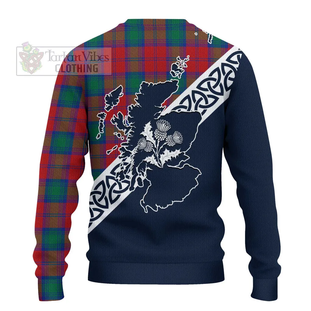 Auchinleck (Affleck) Tartan Ugly Sweater Featuring Thistle and Scotland Map