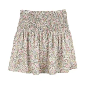 Audrey Smocked Skirt- Green & Pink Floral