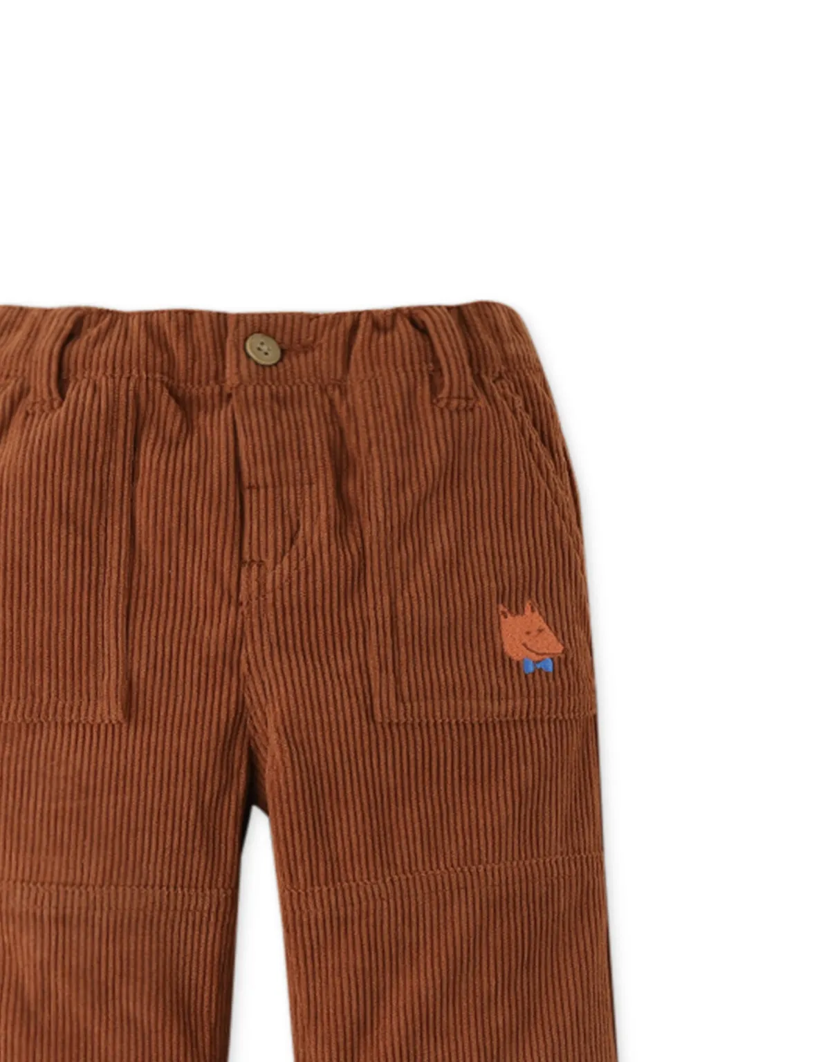 BABY BOYS CORDUROY PANTS WITH FOX EMBROIDERY