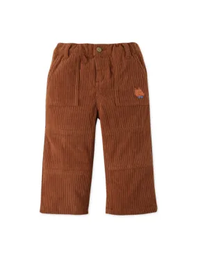 BABY BOYS CORDUROY PANTS WITH FOX EMBROIDERY