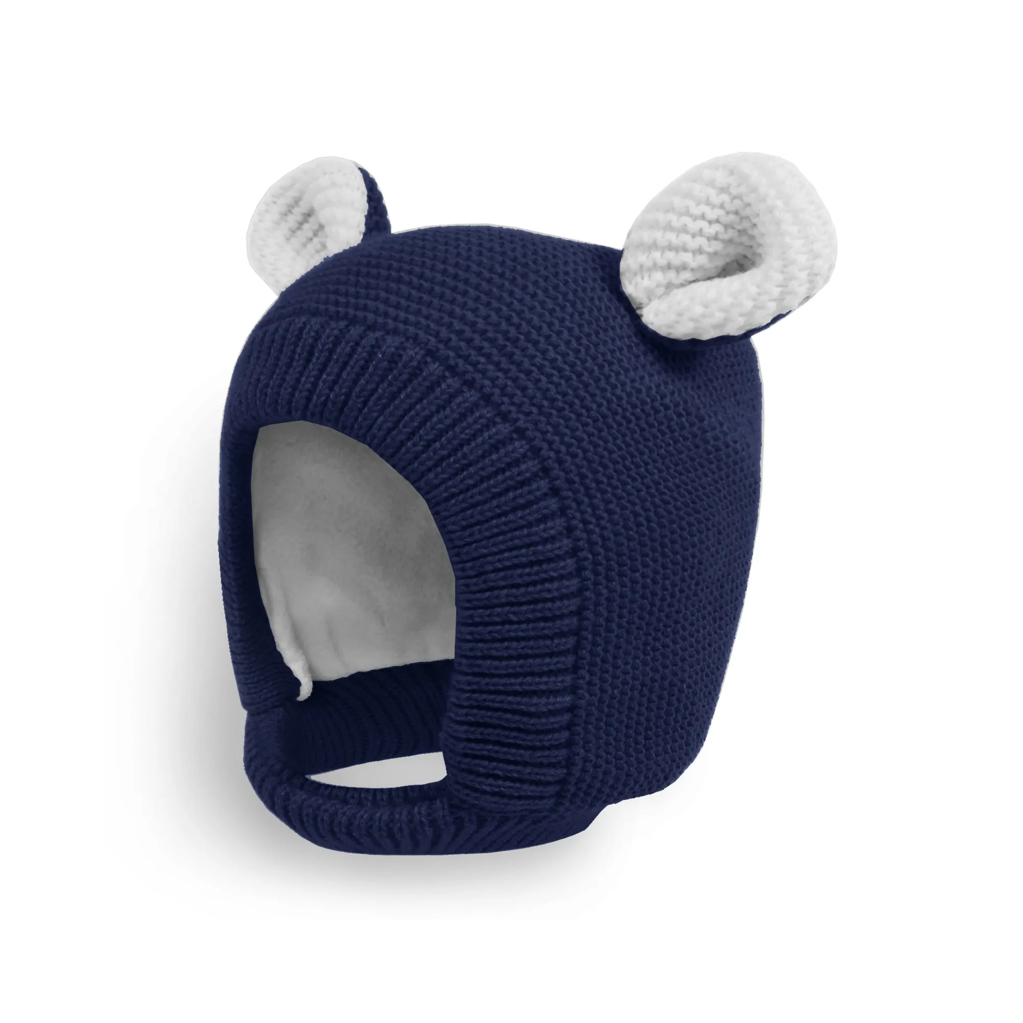 Baby Winter Knit Hat Earflap Toddler Fleece Lined Hat | Navy