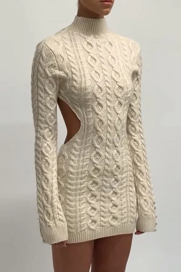 Backless Wool Mini Sexy Knit Dress