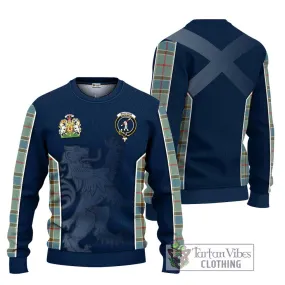 Balfour Blue Tartan Ugly Sweater with Family Crest and Lion Rampant Vibes Sport Style