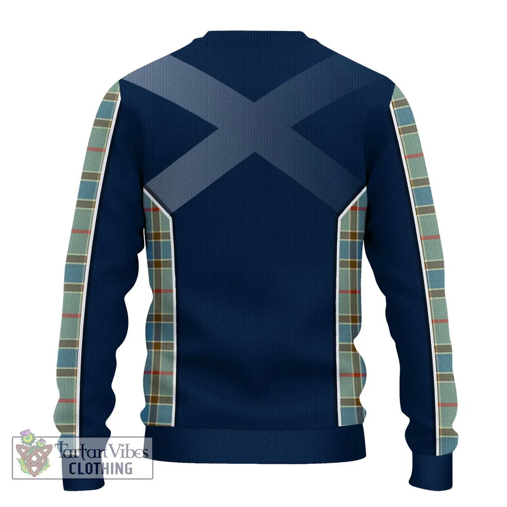 Balfour Blue Tartan Ugly Sweater with Family Crest and Lion Rampant Vibes Sport Style