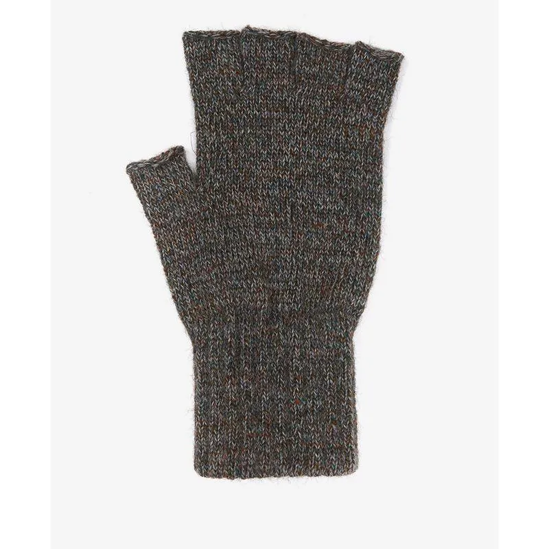 Barbour Fingerless Mens Lambswool Gloves - Green