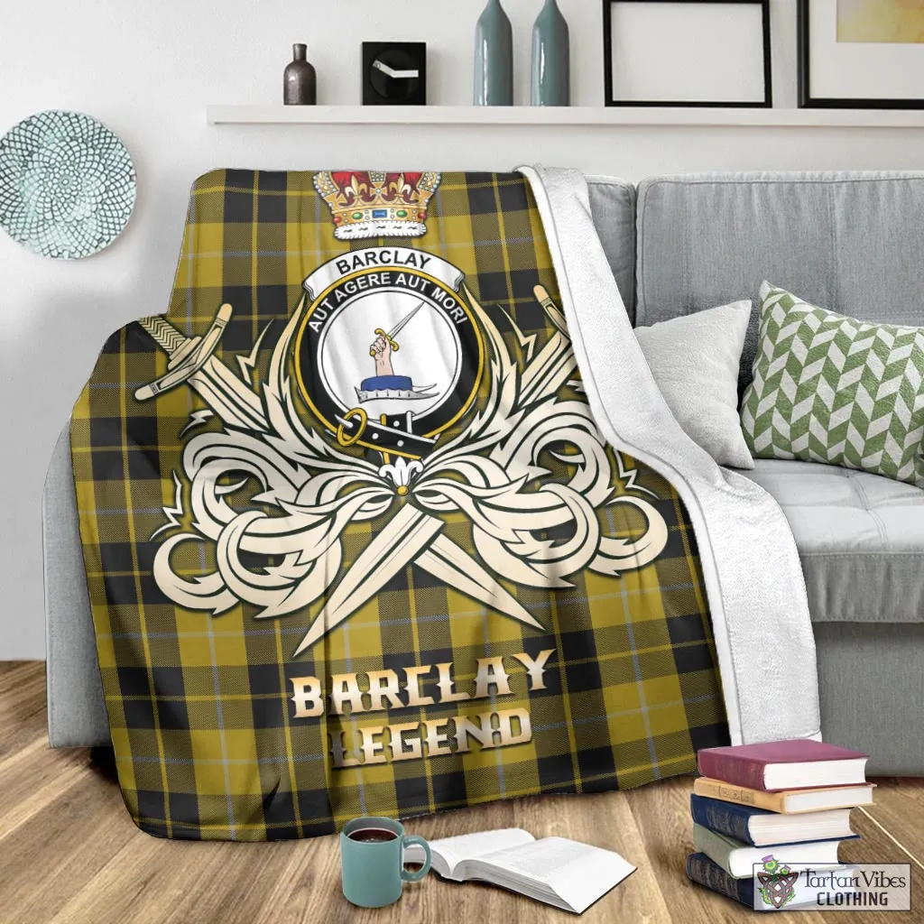 Barclay Dress Tartan Blanket with Clan Crest and the Golden Sword of Courageous Legacy