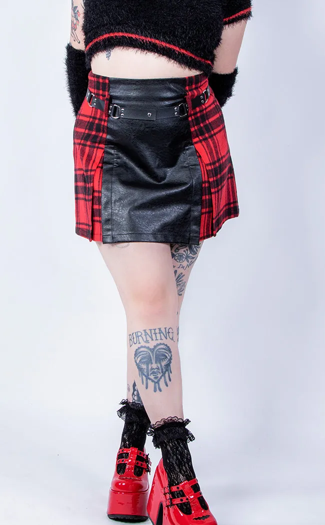 Battle Ready Pleated Skirt | Red Tartan