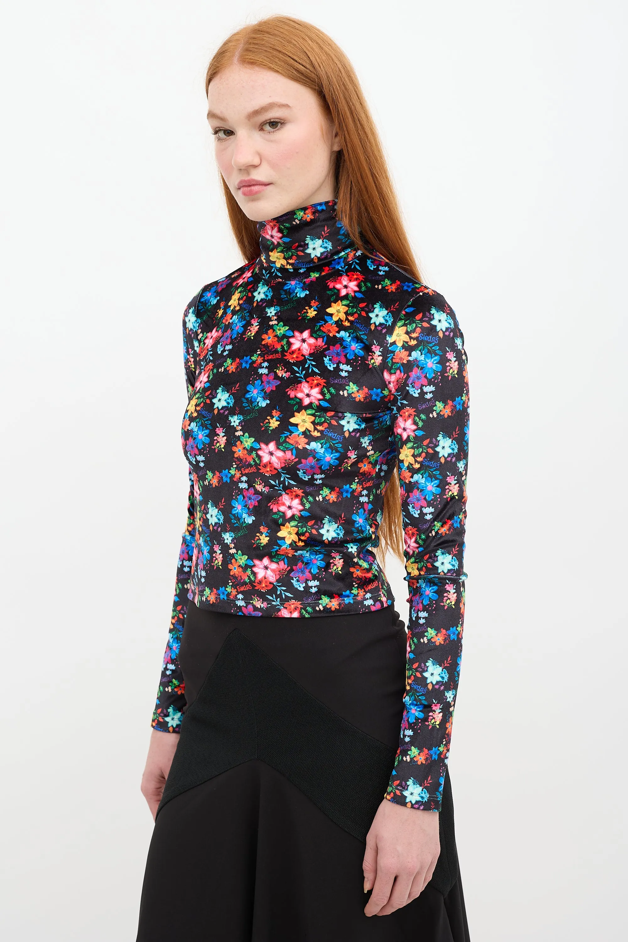 Black & Multi Floral Velvet Cody Top