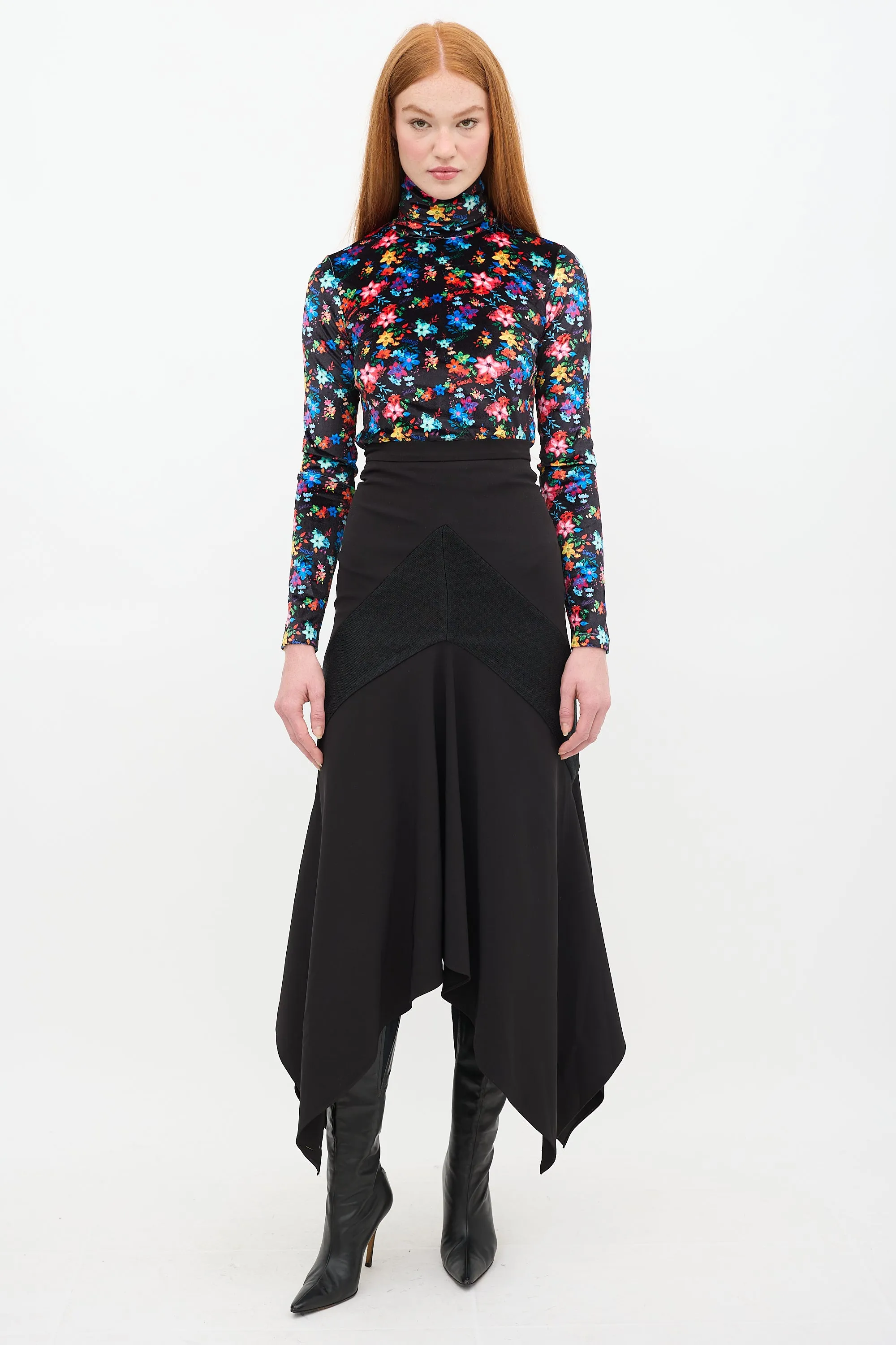 Black & Multi Floral Velvet Cody Top