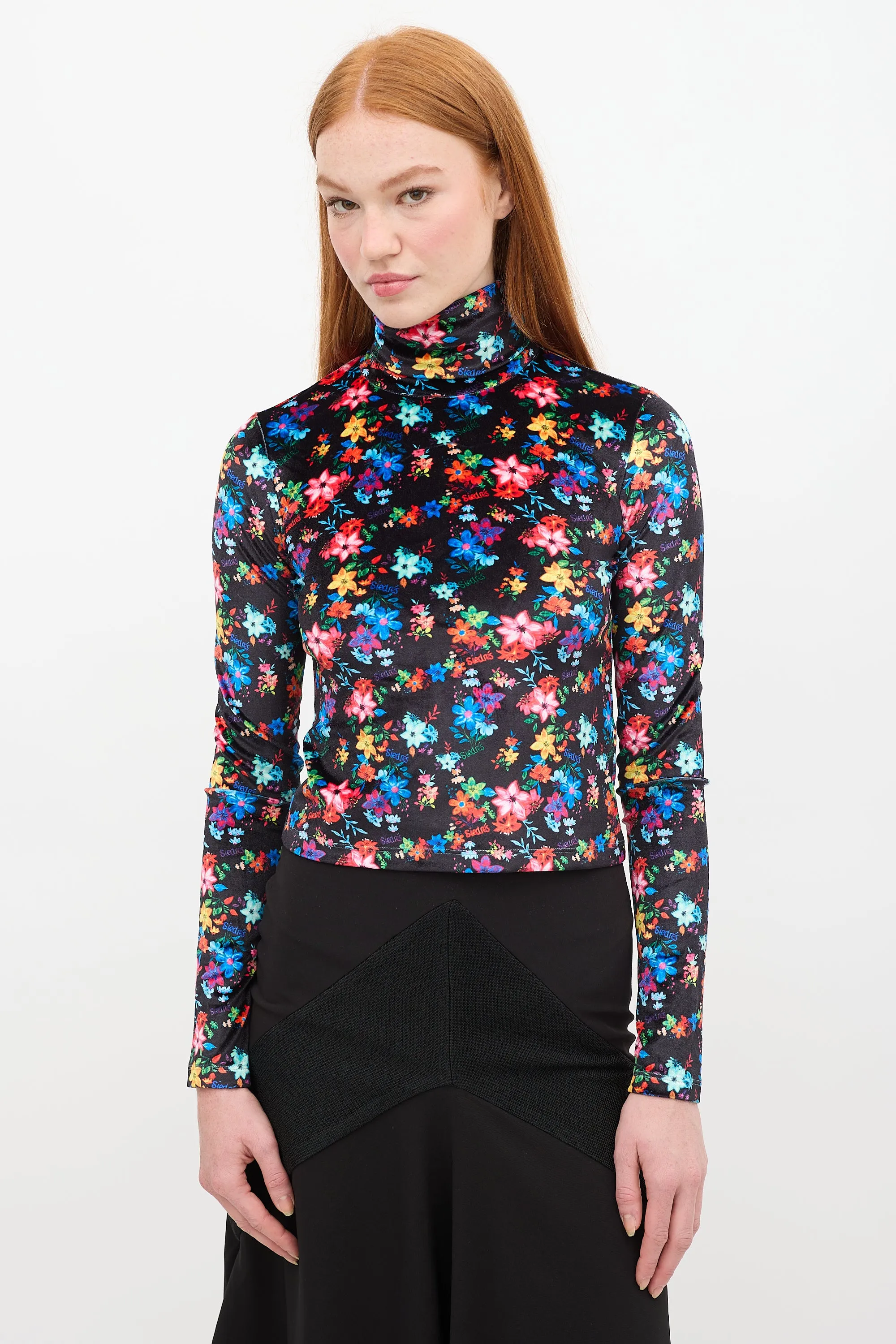 Black & Multi Floral Velvet Cody Top