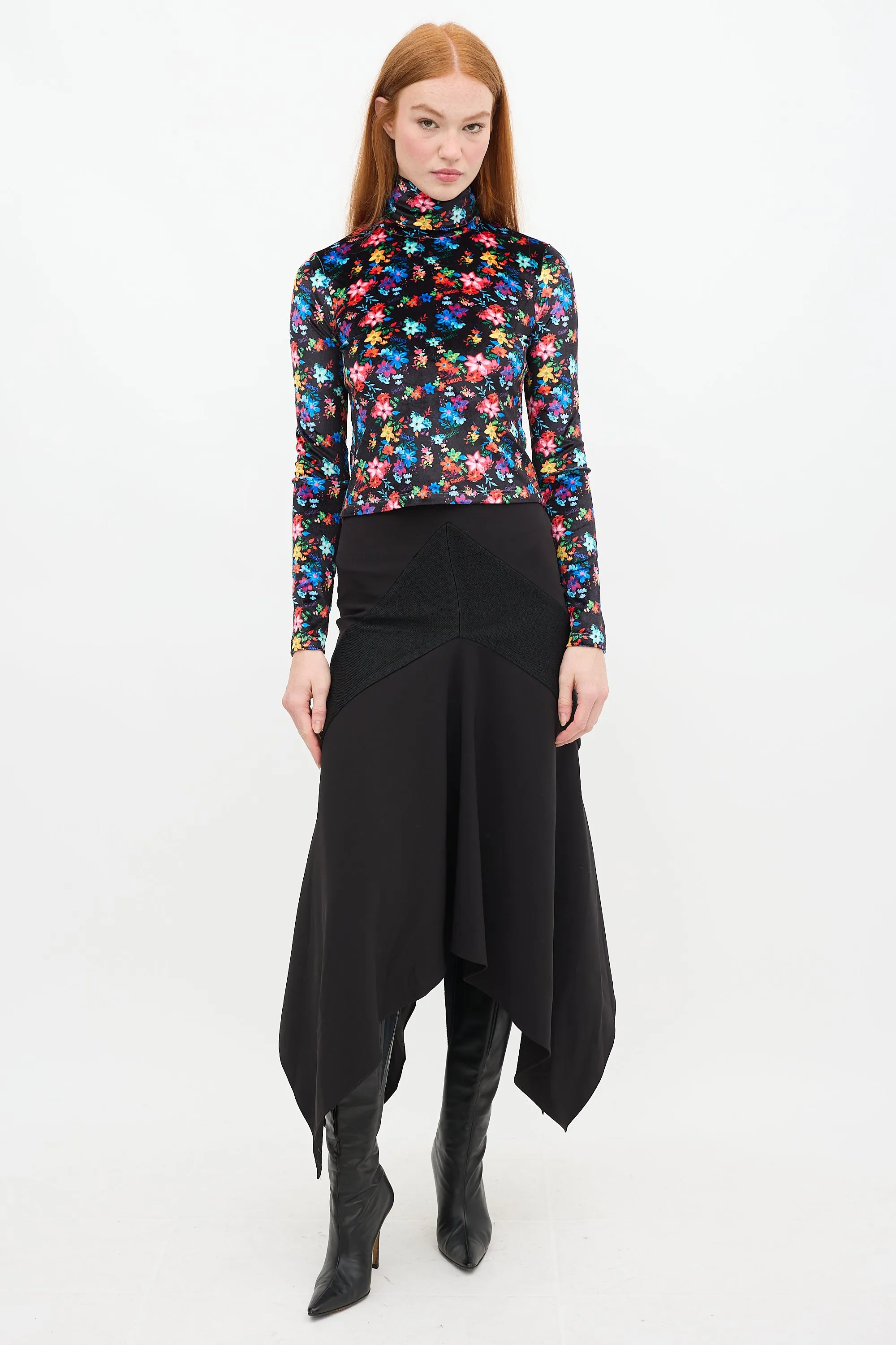 Black & Multi Floral Velvet Cody Top