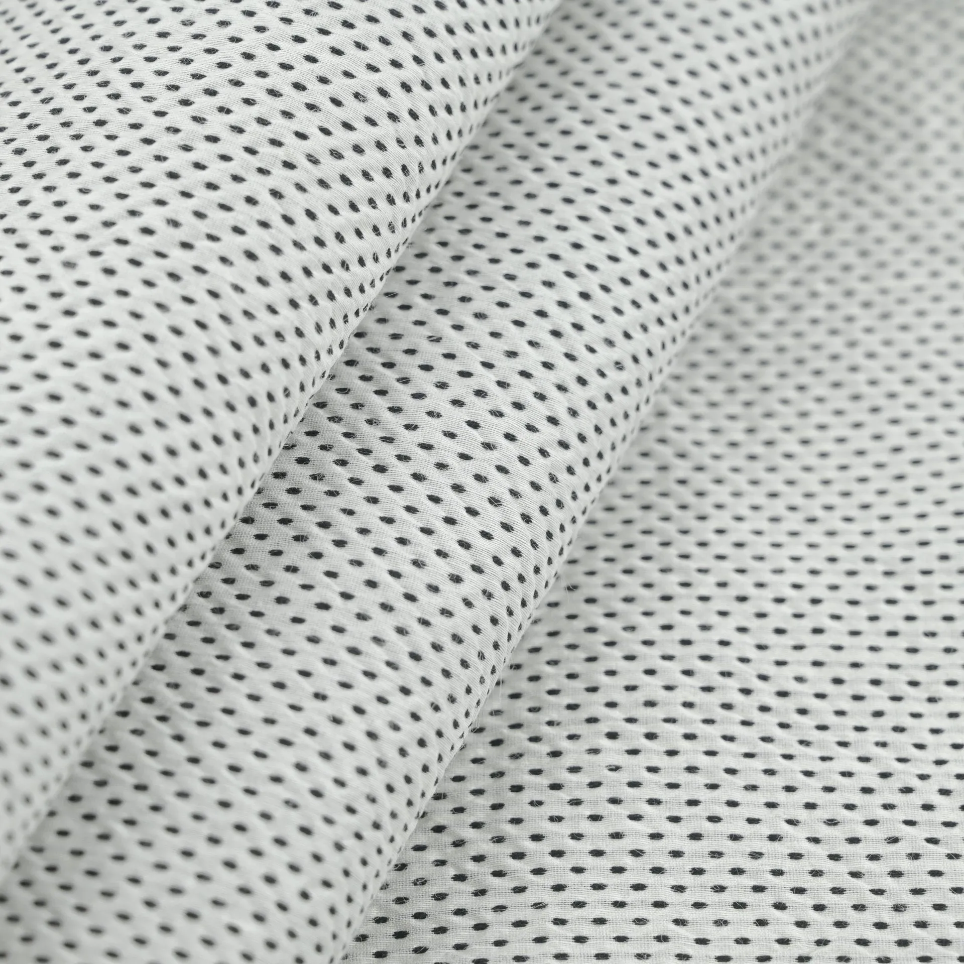 Black & White Polkadot Silk Fabric 97600