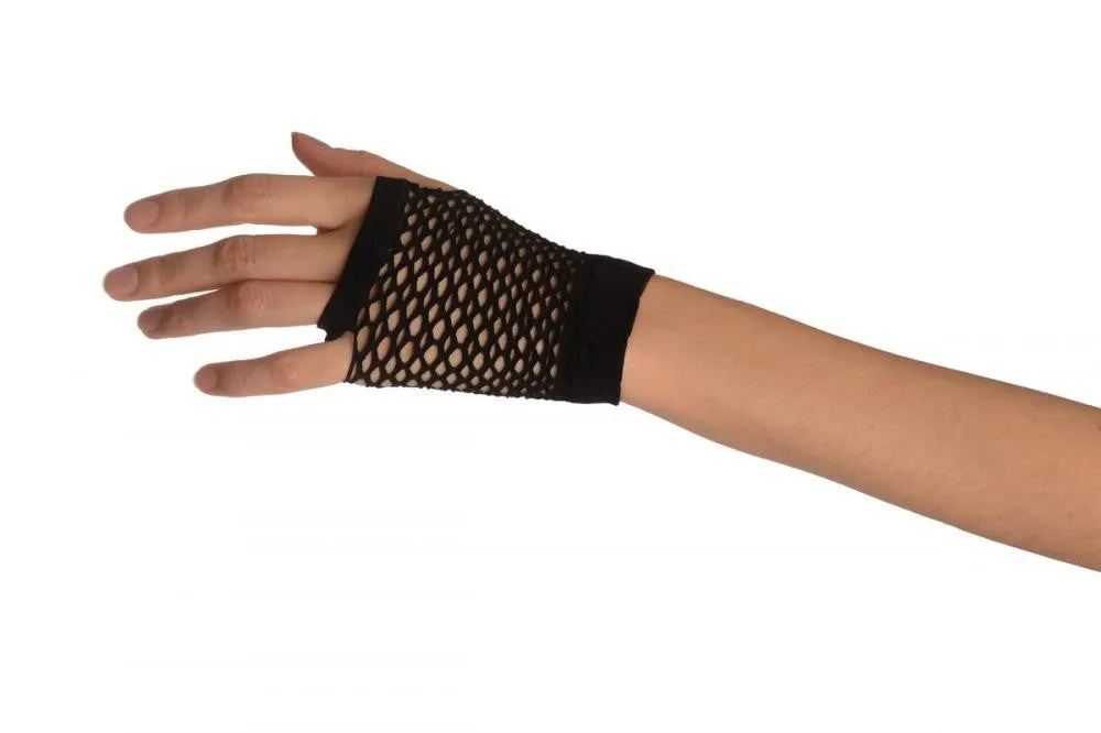 Black Fishnet Fingerless Party Gloves