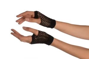 Black Fishnet Fingerless Party Gloves