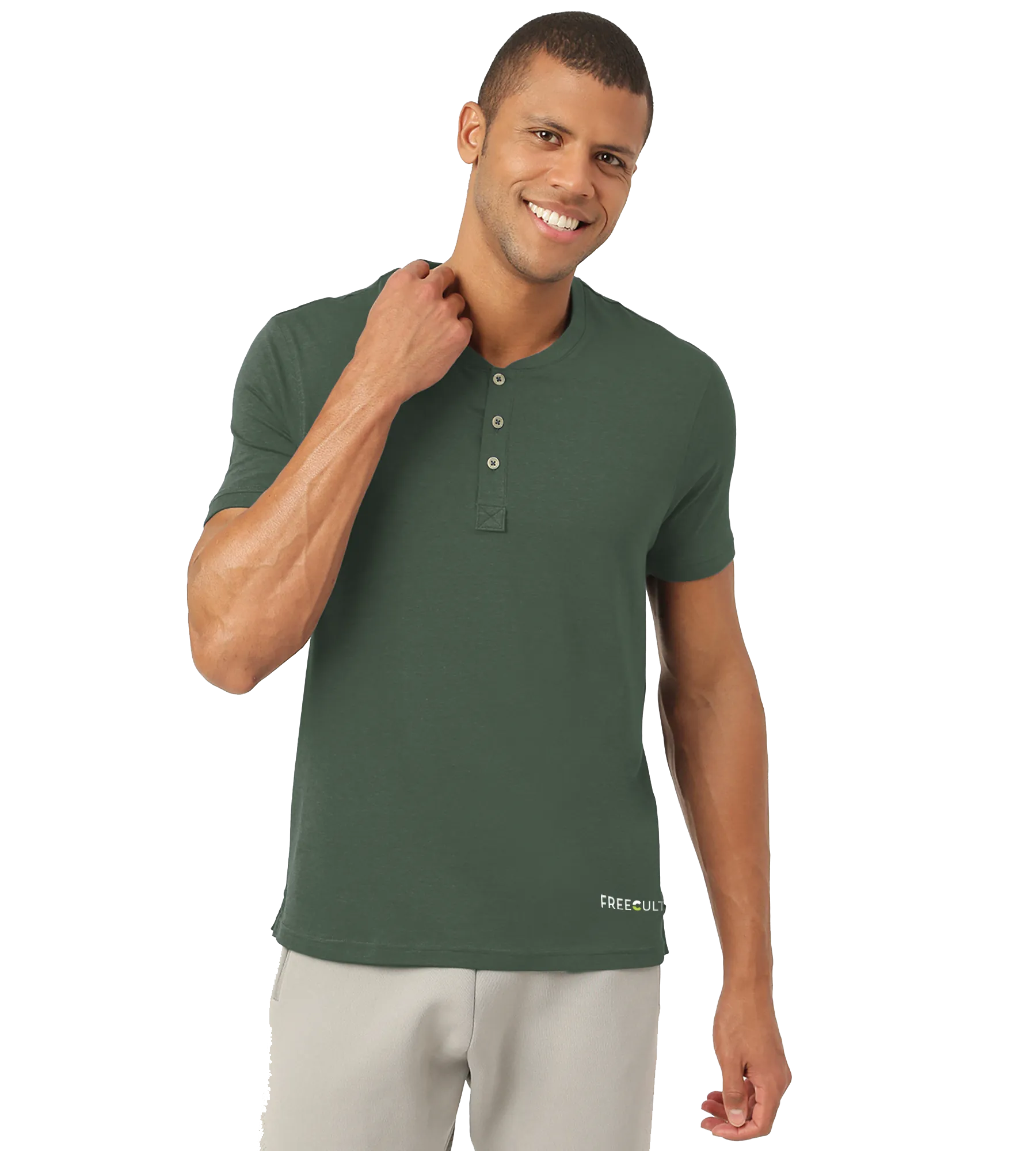 Black Forest Green Henley 2.0 - Half Sleeves (Pack Of 1)