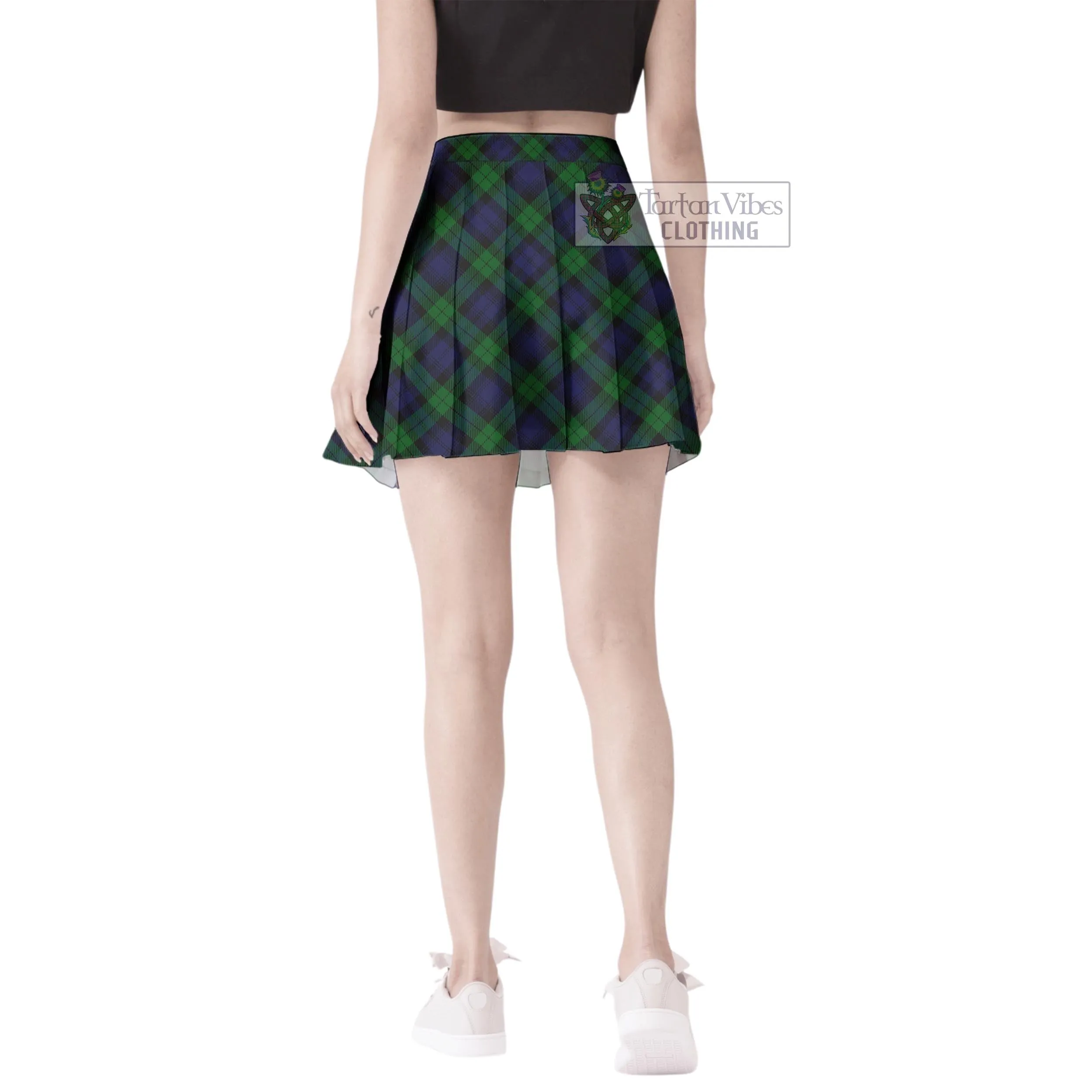 Black Watch Tartan Women's Plated Mini Skirt