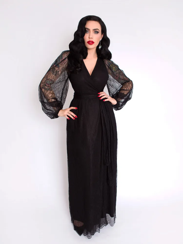 Black Widow Lace Wrap Gown