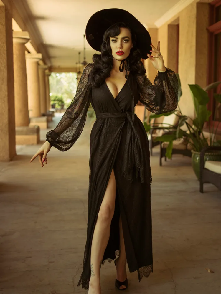 Black Widow Lace Wrap Gown