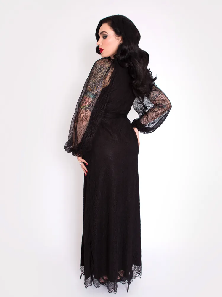 Black Widow Lace Wrap Gown