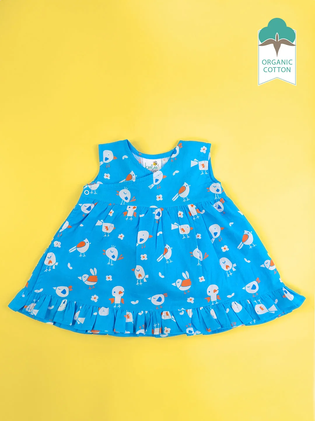 Blue Birdie - Organic Cotton Printed Girls Jabla / Dress