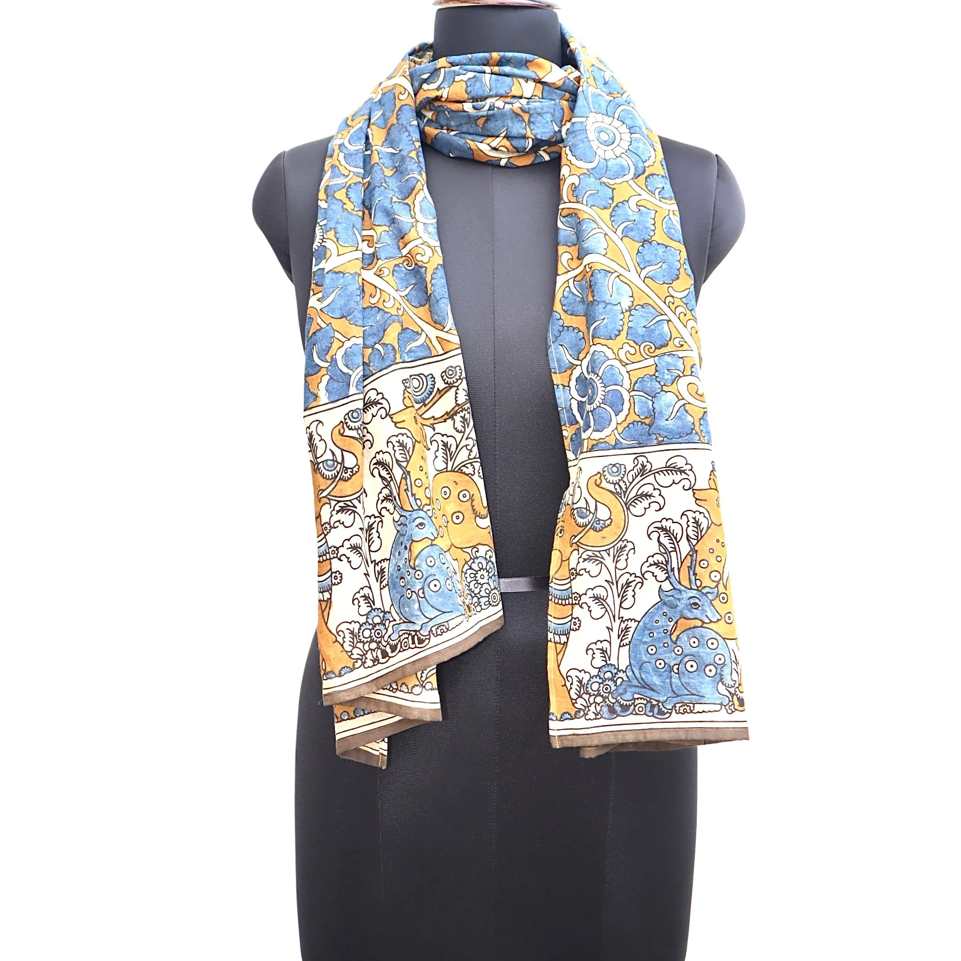 Blue Oasis – Limited Edition Hand Painted Cotton Scarf (HS0009)